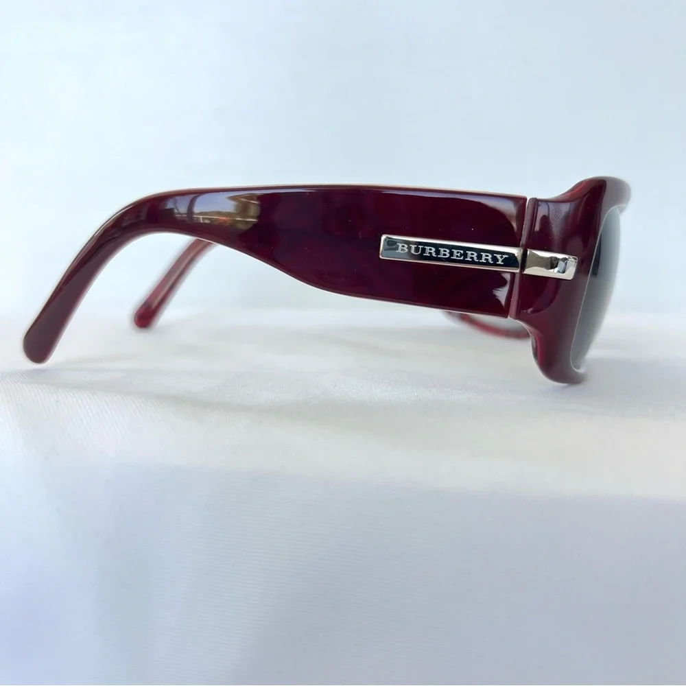 BURBERRY B 4015 3017 Gray Gradient Lenses Dark Burgundy Frame Sunglasses NWB
